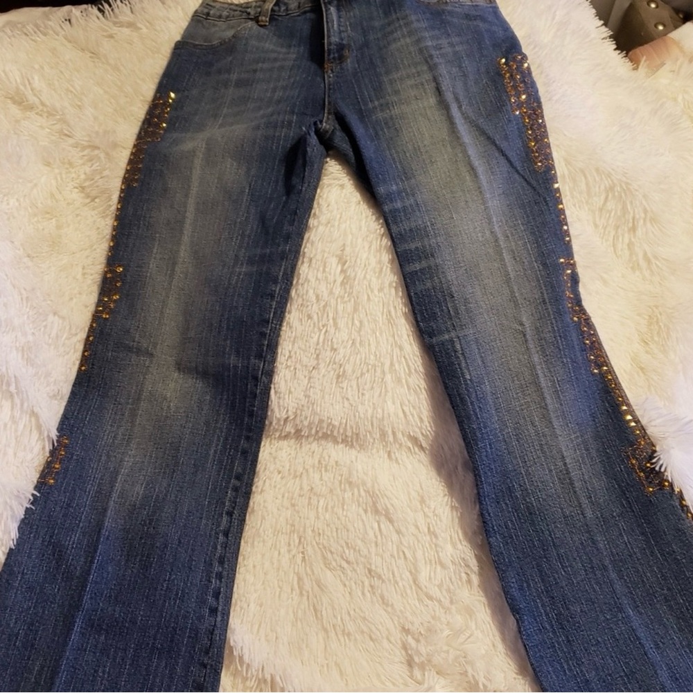 Leo Roma’s Studded Blue Women's Flared Jeans